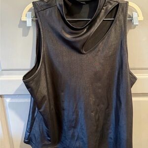 Olivia Jordan Faux Leather Mock Turtleneck Tank Top Punk Goth Shirt sz XL